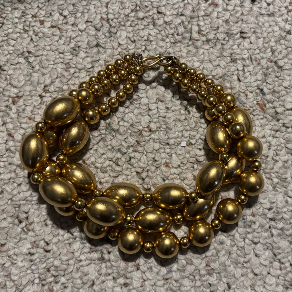 Vintage Donna Karan Gold-Tone 3-Strand Beaded Necklace